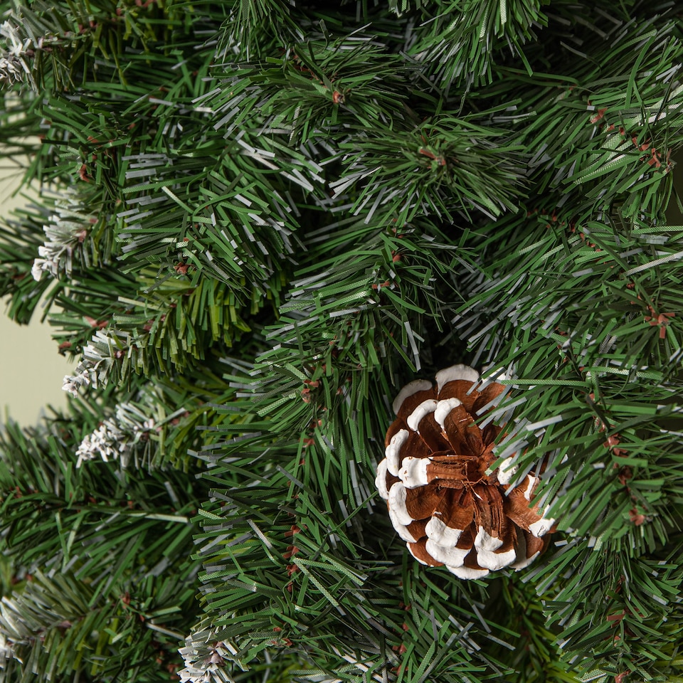 image 1 of 60cm Snow King Fir Hanging Christmas Wreath with Pinecones and 200 Tips in Green