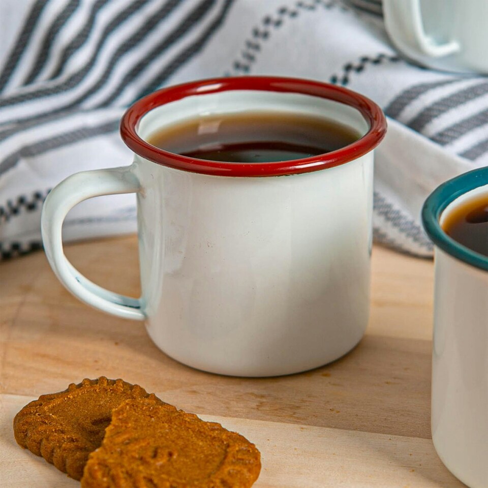 image 1 of Argon Tableware White Enamel Espresso Cups - 130ml - Red - Pack of 6 Red