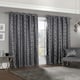 image 2 of Element Geometric Thermal Blackout Eyelet Curtains 116cm x 137cm Charcoal | Grey | Grey