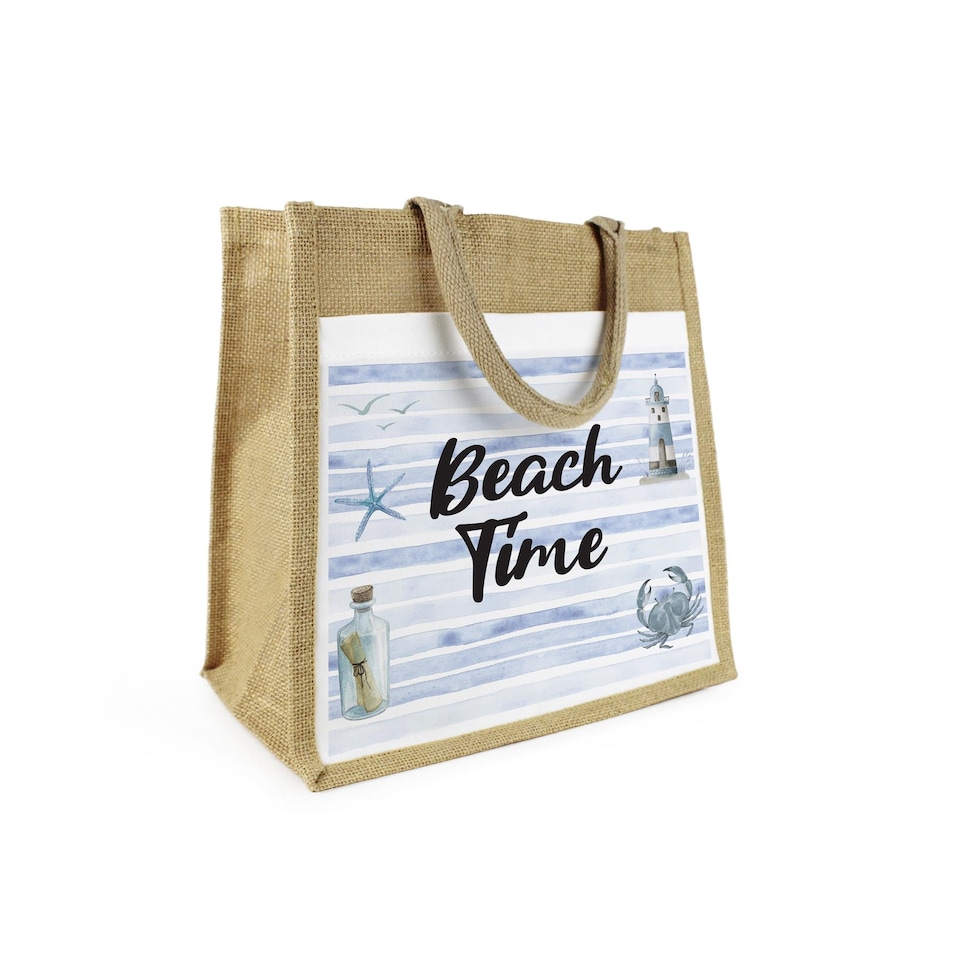 Beach Time Reusable Jute Shopping Bag