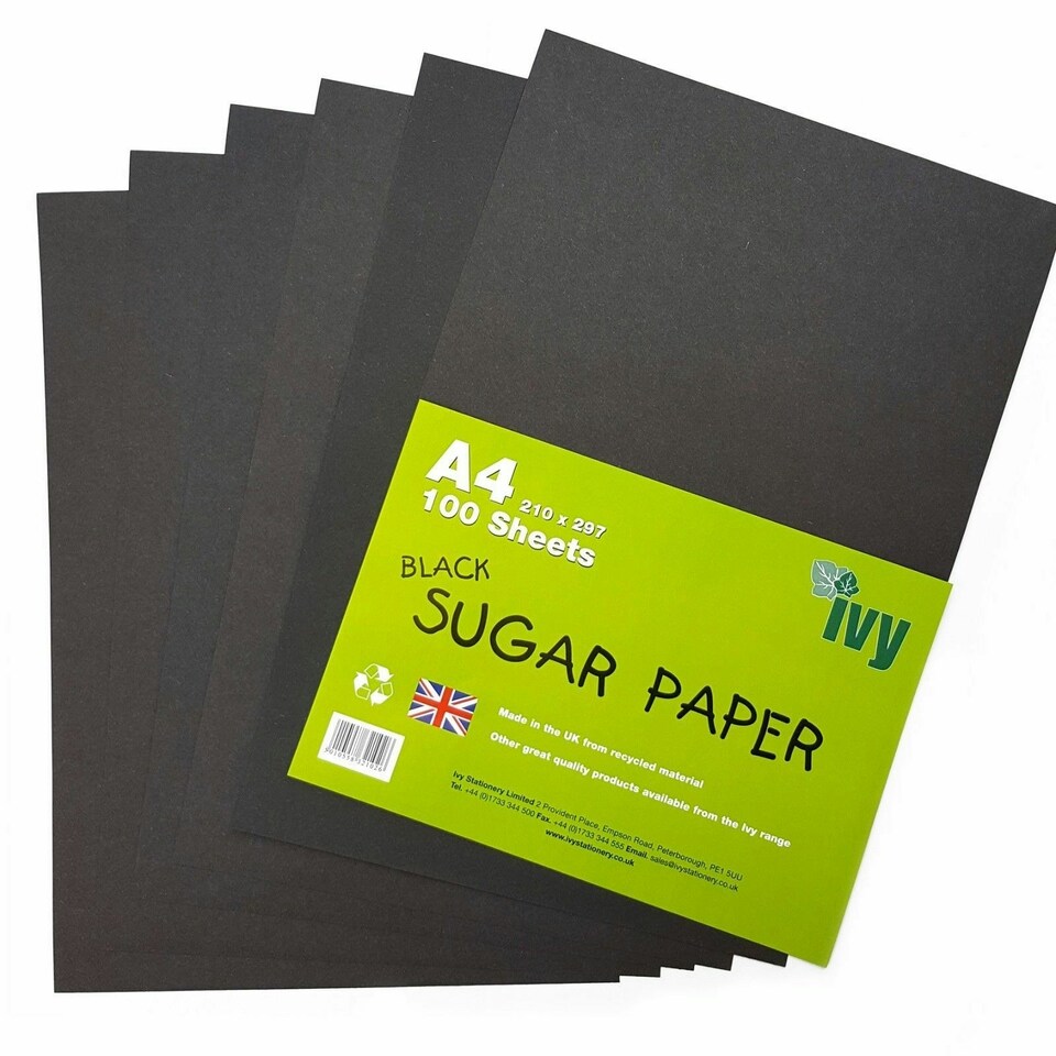 image 1 of A4 Recycled Black Sugar Paper 100gsm Pack of 100 Art Sheets by Ivy