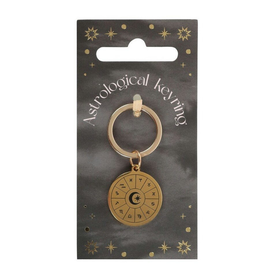 image 1 of Something Different Astrology Wheel Keyring - Gold - One Size