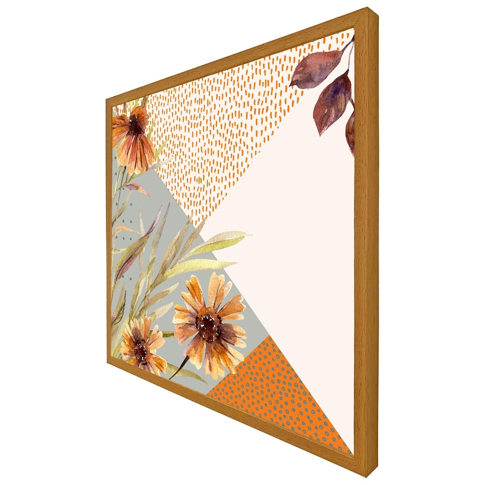 image 1 of Autumn geometric shapes and flowers (Picture Frame) Black | XS