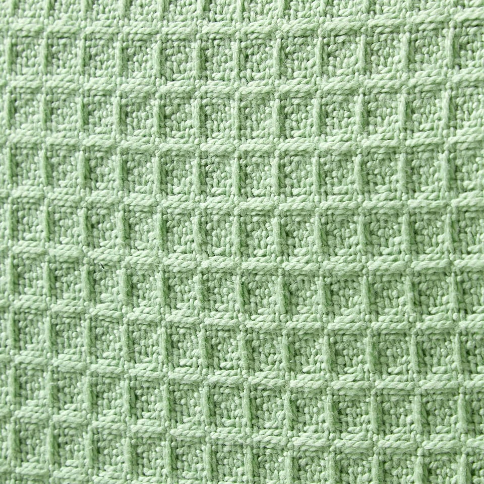 image 1 of Homescapes Organic Cotton Waffle Baby Blanket Sage Green - 90 x 112 cm | Green