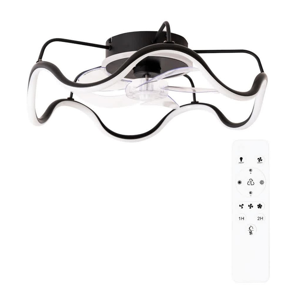 image 1 of ValueLights Infinity Black Wave Integrated LED Ceiling Fan & Remote