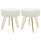 image 1 of Harbour Housewares Set Of 2 Cream Boucle Footstools Round Ottomans With Gold Base H41 x D35cm Modern Neutral Accent Seating Cream