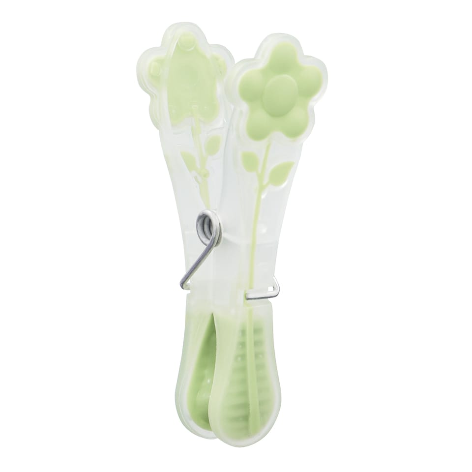 image 1 of JVL Grey Peg Basket with 48 Soft Touch Flower Clothes Pegs, Assorted Colours