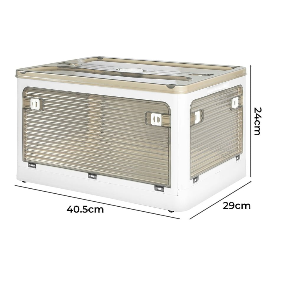 image 1 of Levede 2x Folding Storage Container Stackable Plastic Clothes Toy Organizer Box White | White