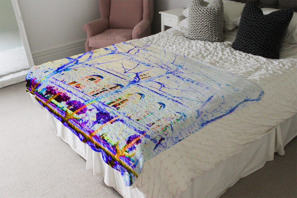 image 1 of Blue Trees Blanket | Multi