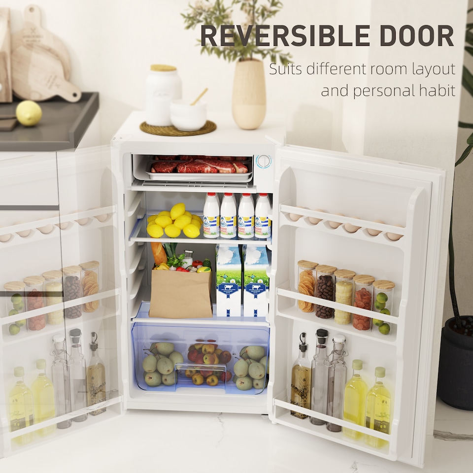 image 1 of HOMCOM 91L Freestanding Under Counter Fridge with Lock White