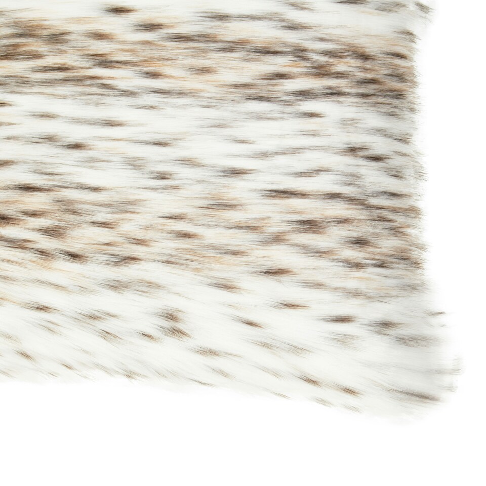 image 1 of Bosie Lamina Animal Print Square Fur Cushion Cream