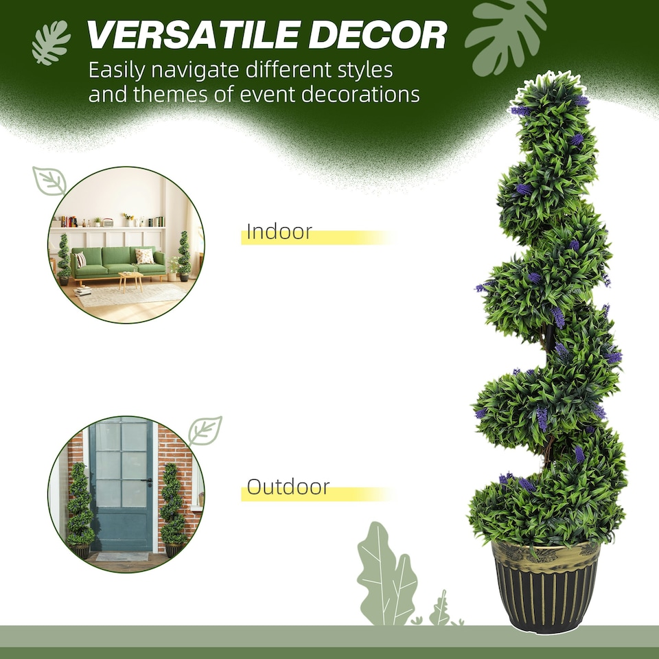 image 1 of HOMCOM Set of 2 Decorative Artificial Plants with Lavender and Pot, 115cm 