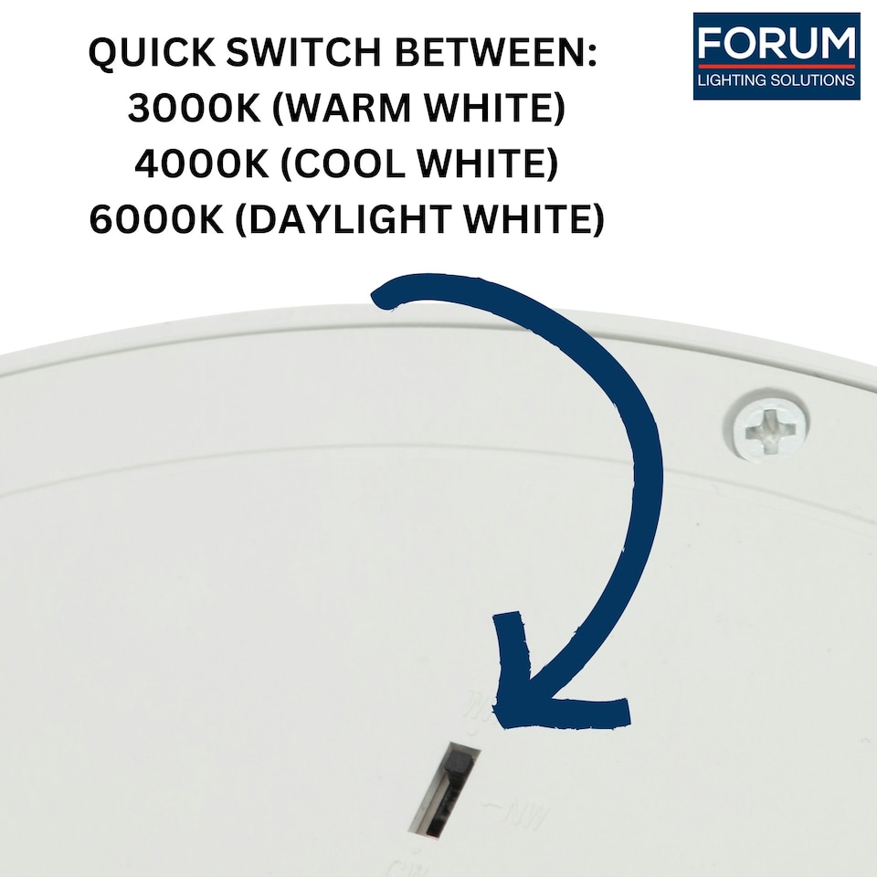 image 1 of Bathroom Ceiling Light 24W IP44 with 3 Switchable White Lighting Options - Satin Black