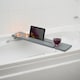 image 3 of Grey Wood Bath Tub Rack Caddy Bathroom Shelf Wine Glass Tablet Tea Light Holder