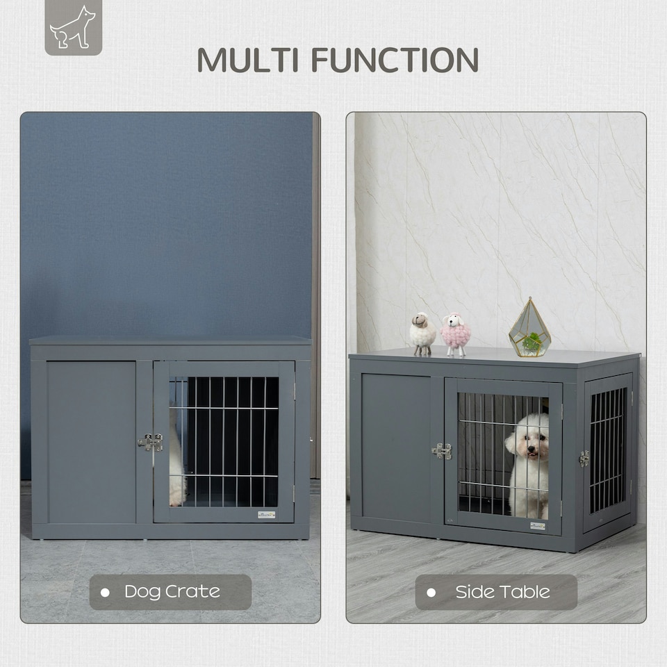 image 1 of PawHut Furniture-Style Dog Crate w/ Two Lockable Doors, for Small & Medium Dogs