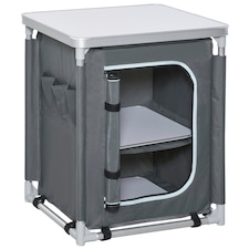 Outsunny Outdoor 2-shelf Camping Cupboard Kitchen Station Cook Table Aluminum