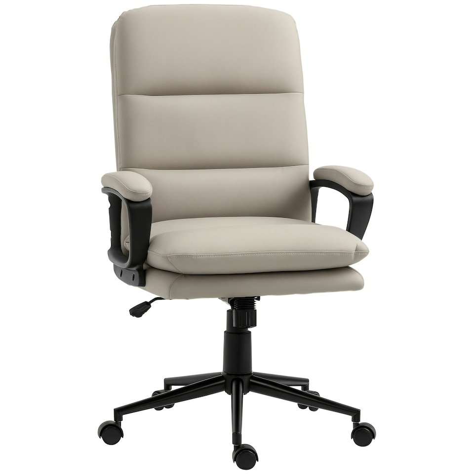 image 1 of Vinsetto PU Leather Office Chair for Home with Arm, Adjustable Height, Grey