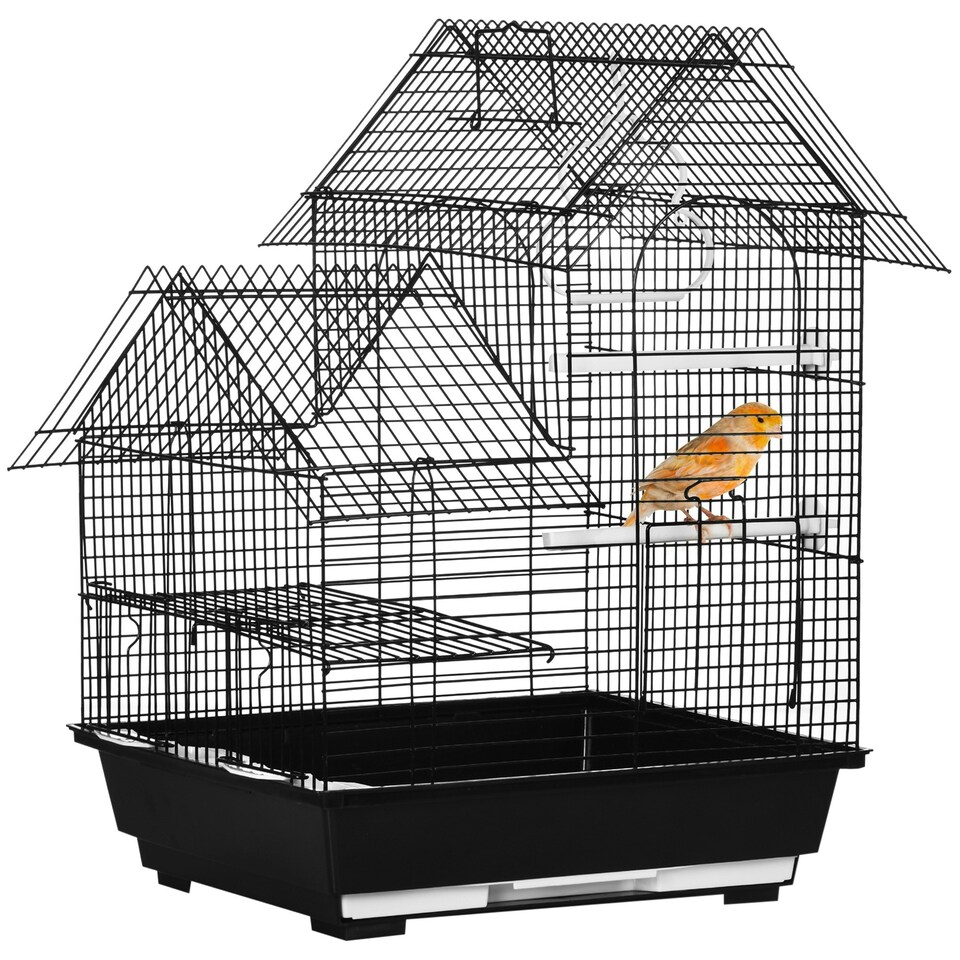 image 1 of PawHut Metal Bird Cage, With Plastic Perch, Swing Ring, Handle, 39 x 33 x 47cm