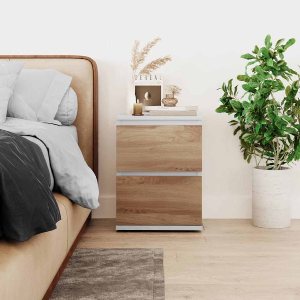 image 1 of Skagen Minimalist Chest of 2 Drawers | Grey | Grey & Oak | 1