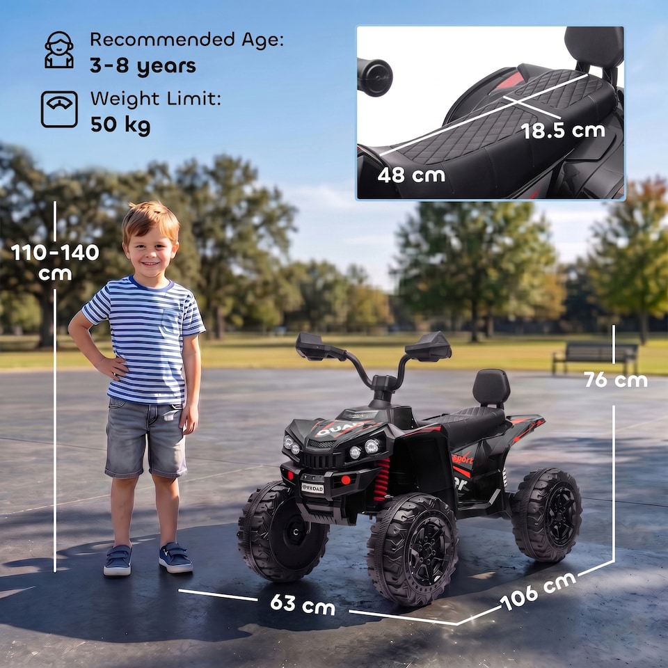 image 1 of AIYAPLAY 24V 2 Seater Electric Quad Bike for Boys Girls, Ride On Car ATV