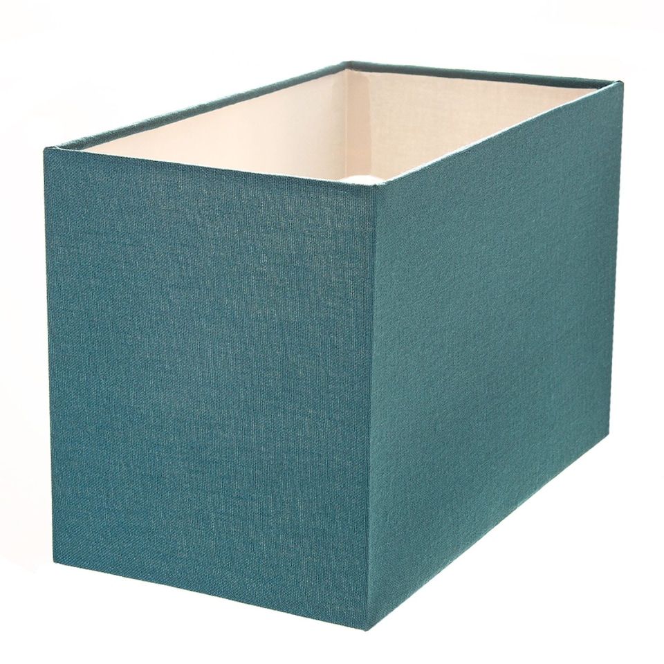 image 1 of Contemporary and Stylish Vivid Teal Linen Fabric Rectangular Lamp Shade | Blue | Teal | 1
