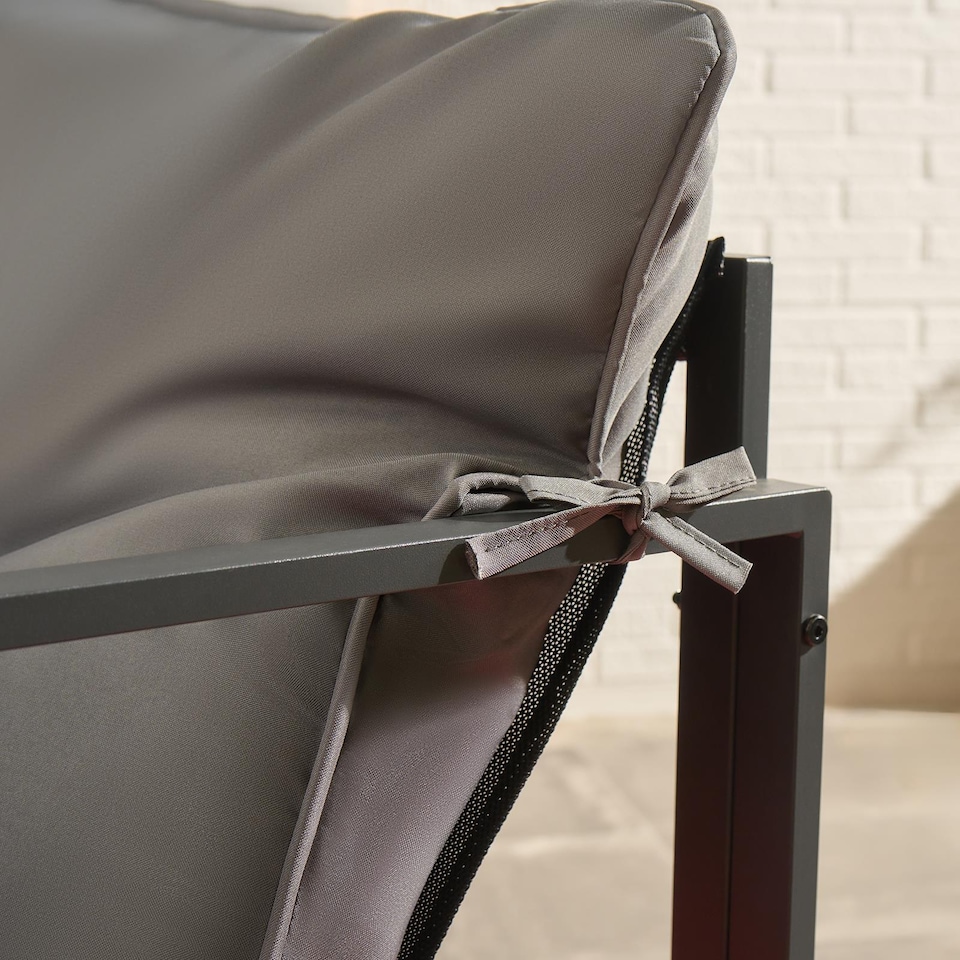 image 1 of OHS Miami 4PC Table Chair Set Outdoor Metal Frame Garden Patio Furniture | Grey | One Size