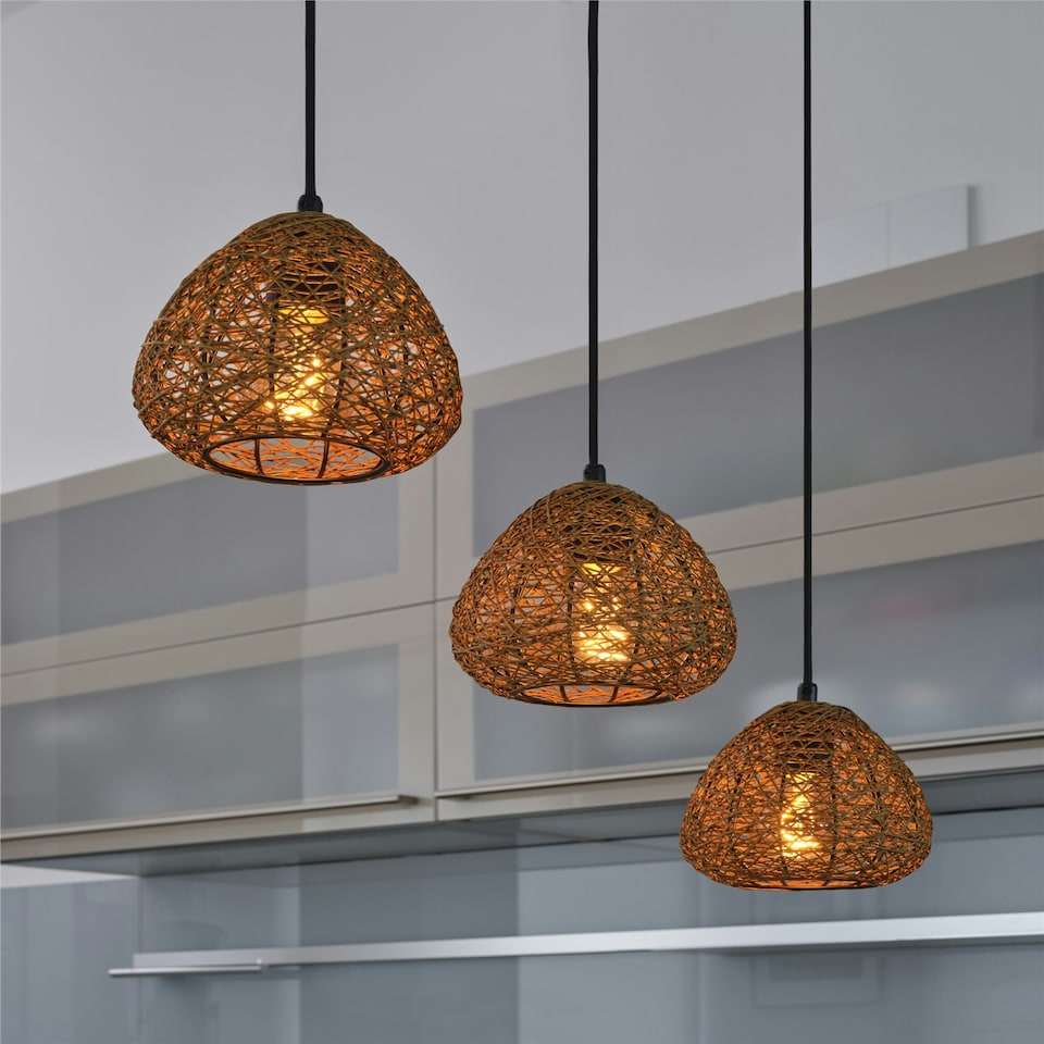 image 1 of Osram Decor Paper Drop Pendant Linear Ceiling Light 3 X E27 Beige Cream