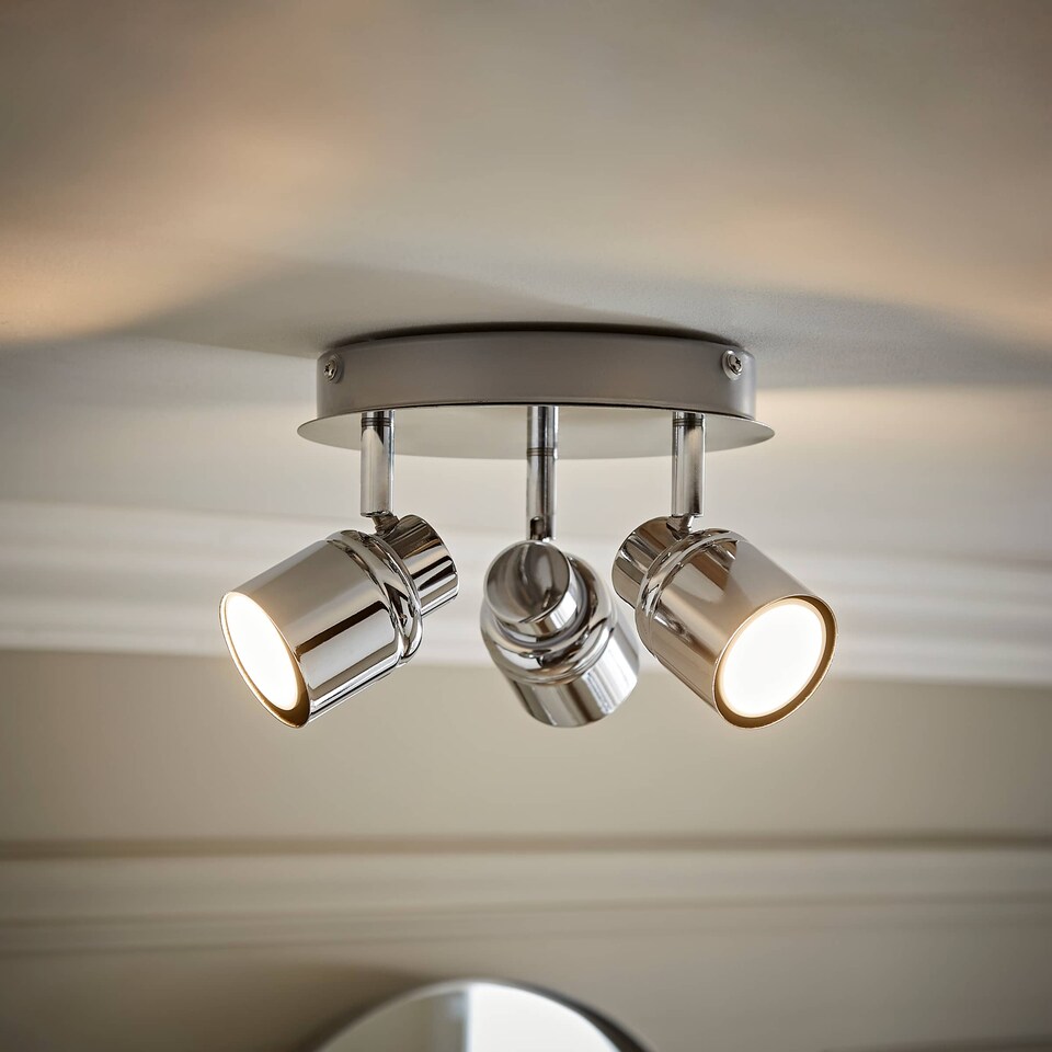 image 1 of ValueLights Benton Chrome IP44 Round Adjustable Ceiling Light | Chrome