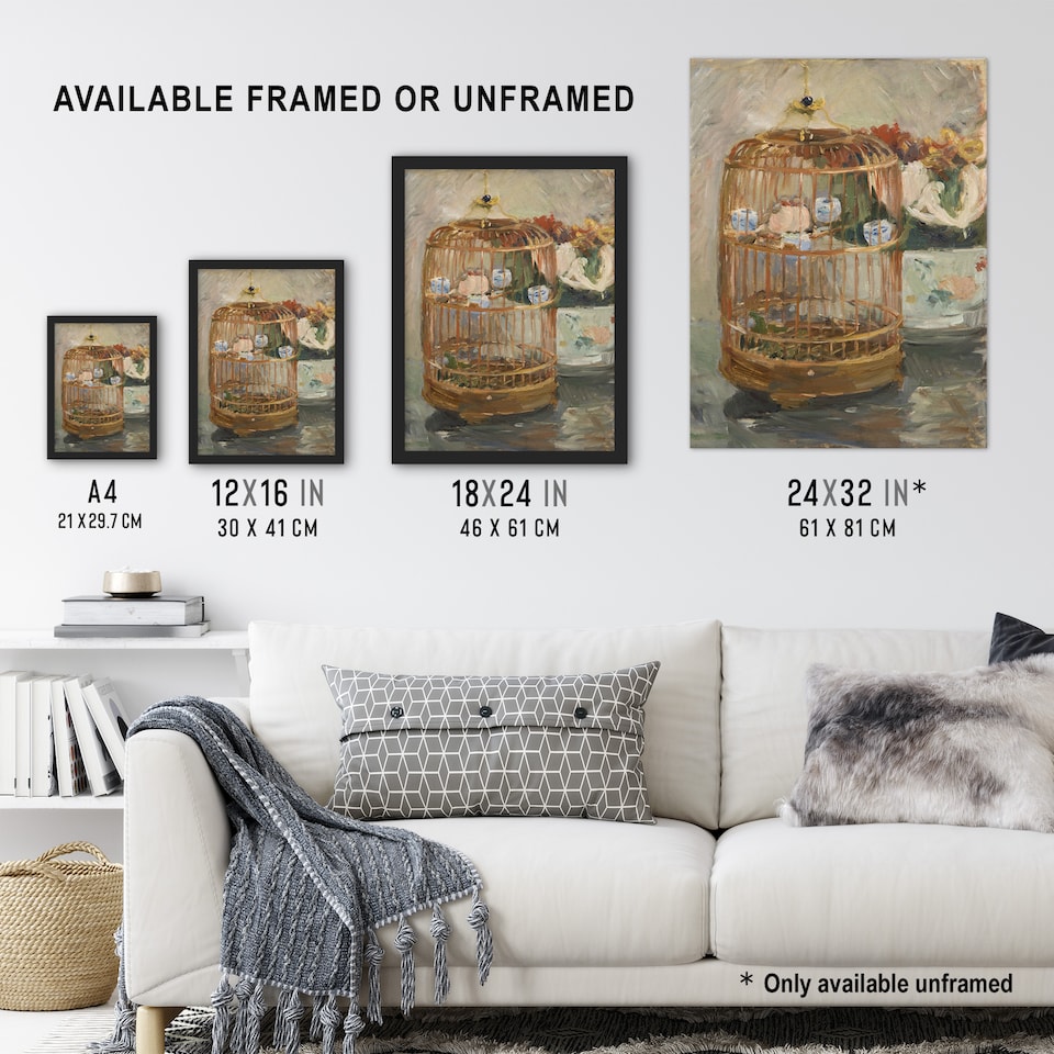 image 1 of The Bird Cage Still Life Painting Morisot Huge Wall Art Poster Print