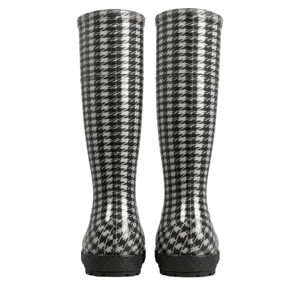 image 1 of Hawai Lady Women's Black Houndstooth PVC Rain Wellies EU36