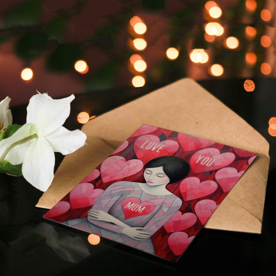 image 1 of Mothers Day Card Love You Hearts Mum Card