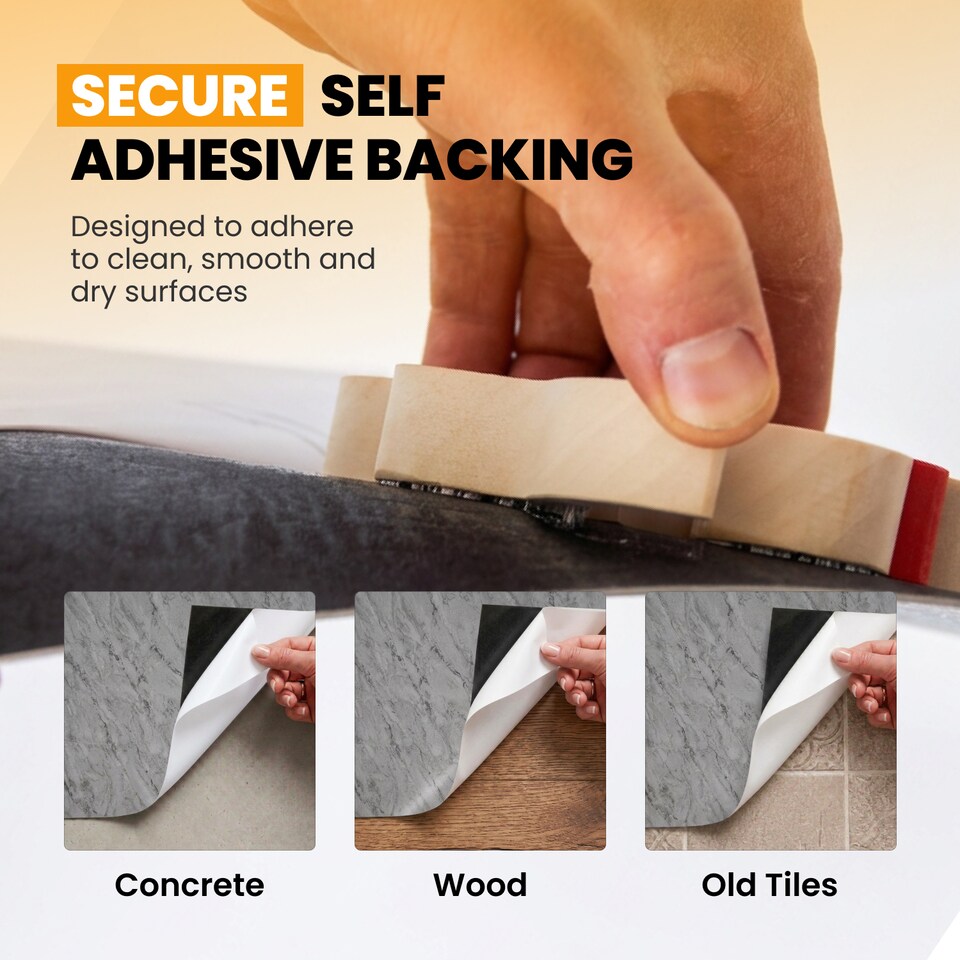 image 1 of Vinyl Floor Tiles Self Adhesive – 30 Pack Covers 30 sqf (2.79sqm) – 12x12in (30.5x30.5cm) Waterproof Peel & Stick Vinyl Flooring for Kitchen, Bathroom & Home | Grey
