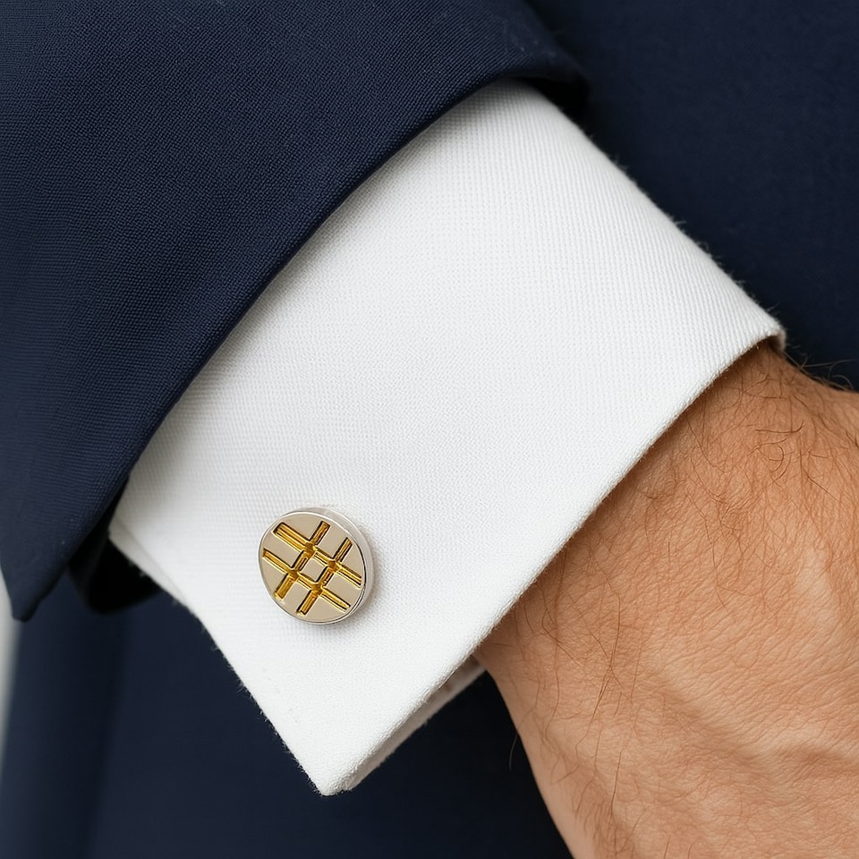 image 1 of Golden Circle Cufflinks - Onyx Art CK223A