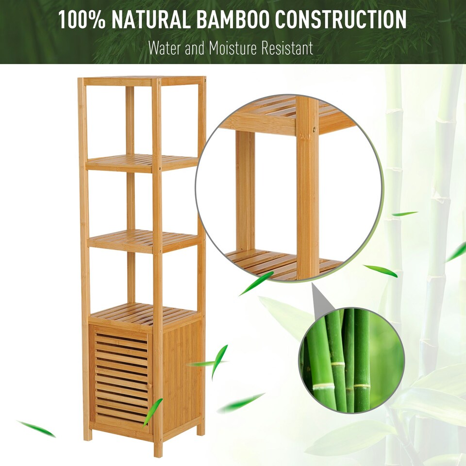image 1 of HOMCOM 140 cm Storage Unit Freestanding Cabinet w/ 3 Shelves