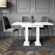 image 2 of Compact Dining Table Extendable 120-160cm White Gloss Extending Top Pillar Pedestal Leg 6-8 Seater - Gia Pro