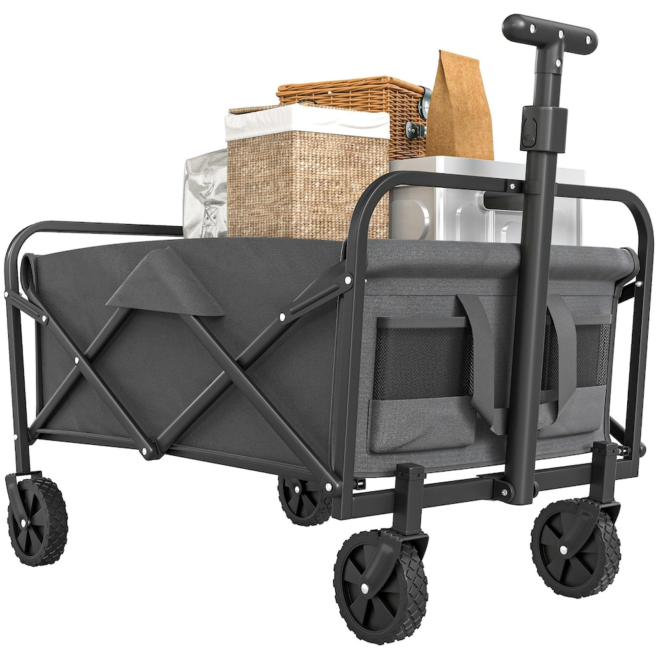 image 1 of Outsunny 62L Festival Trolley, 120kg Heavy Duty Folding Trolley Cart, Grey