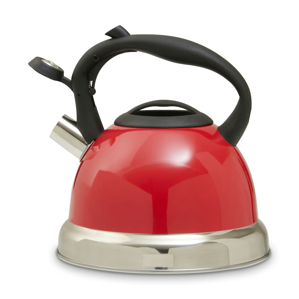 image 1 of Interiors by Premier 3000ml Red Whistling Kettle, Durable Stainless Steel Stovetop Kettle With Whistle & Cool Touch Handle