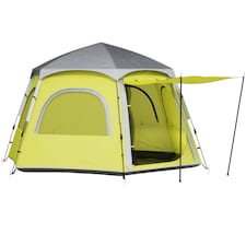 Outsunny Instant Camping Tent, 4 Person Easy Setup Dome Tent | Yellow | Yellow | 2.8L x 2.4W x 1.55H m