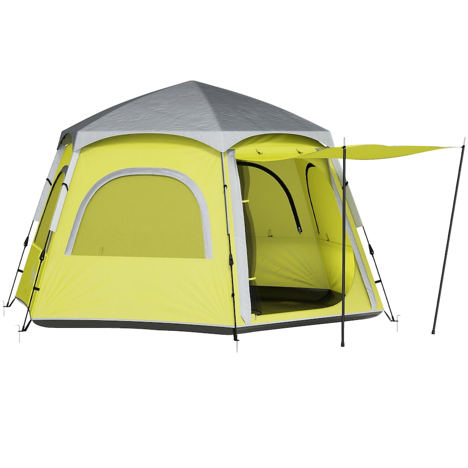 image 1 of Outsunny Instant Camping Tent, 4 Person Easy Setup Dome Tent | Yellow | Yellow | 2.8L x 2.4W x 1.55H m
