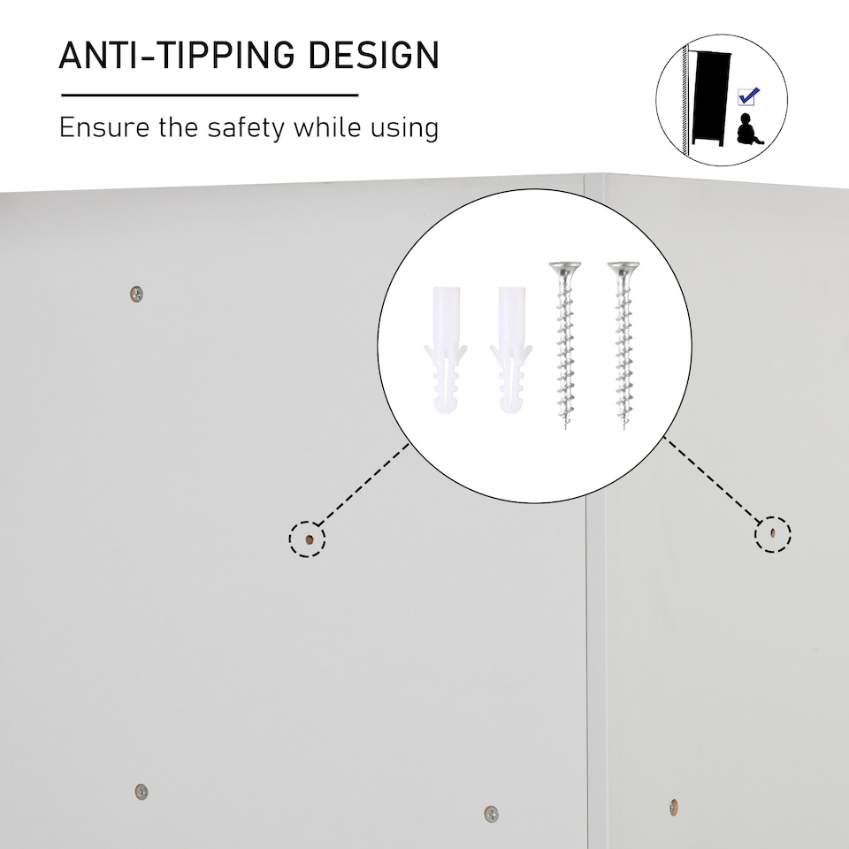 image 1 of HOMCOM Kids Storage Cabinet Corner Organizer with Anti-tipping Hardware Drawer | Grey | 57.4 x 57.4 x 94 cm