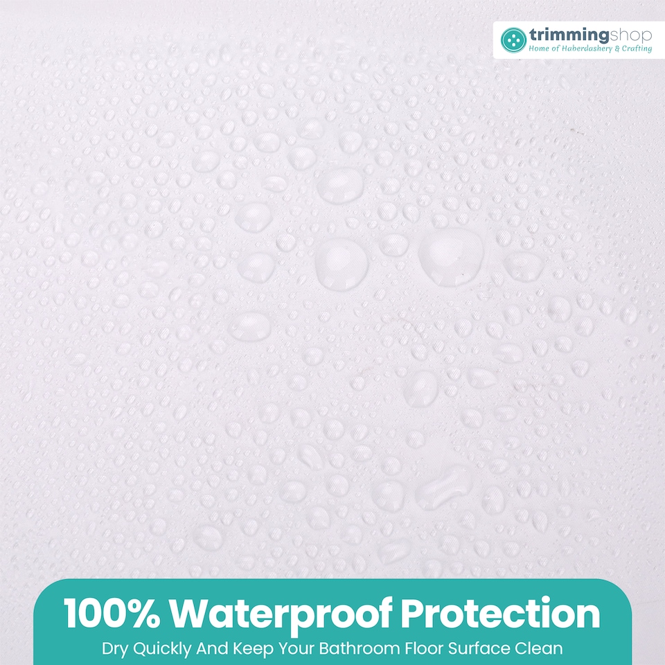 image 1 of PEVA Plain Mould & Mildew Resistant Shower Curtain with 12 Hooks - 180x180cm