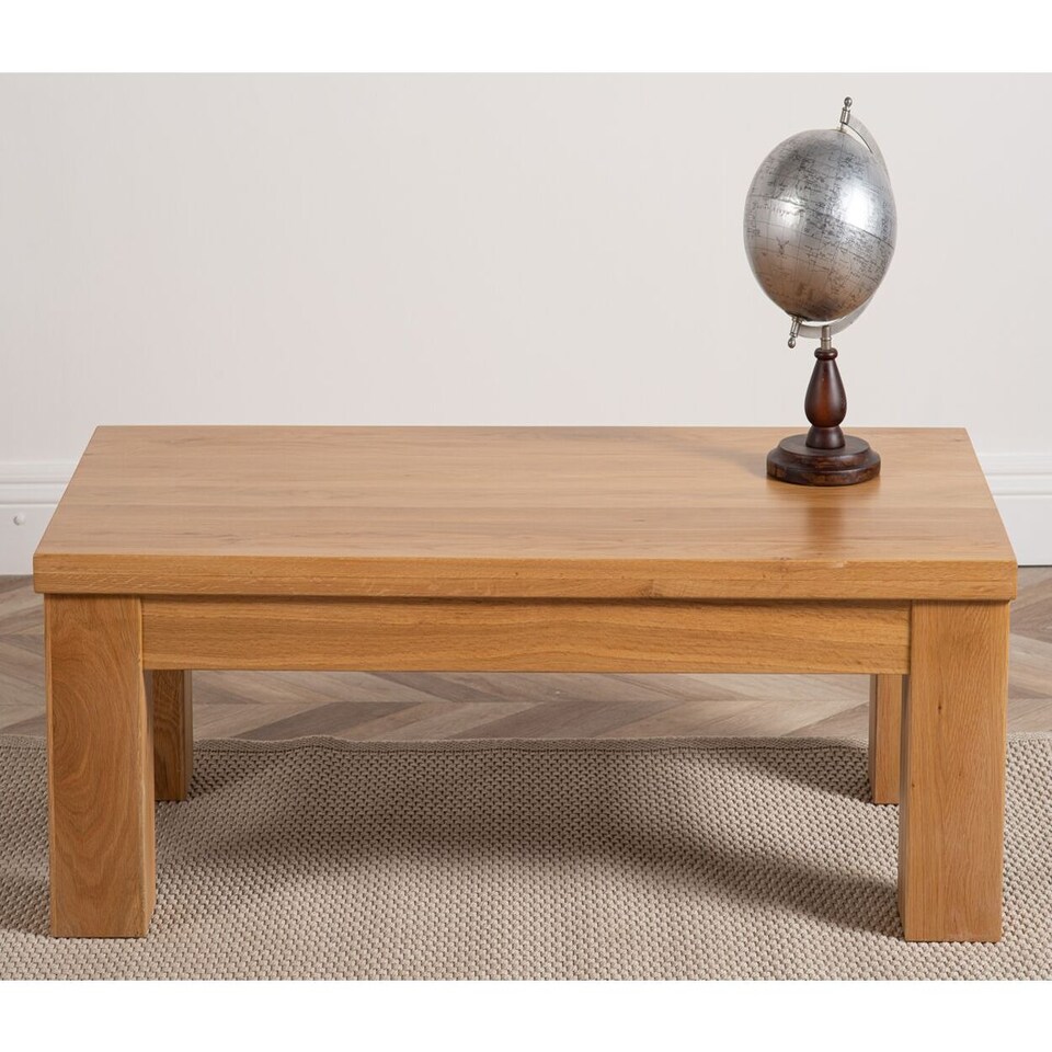 image 1 of Dakot Chunky Oak Large Coffee Table for Living Room | Brown | Light Oak