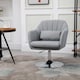 image 2 of HOMCOM Swivel Linen Fabric Accent Chair for Living Room Contemporary Vanity Armchair with Adjustable Height Thick Cushion Lumbar Support Armrest for Bedroom Office Light Grey