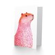 image 2 of Cute Pink Capybara White Gold Polka Dot Fur Coat Birthday Greeting Card