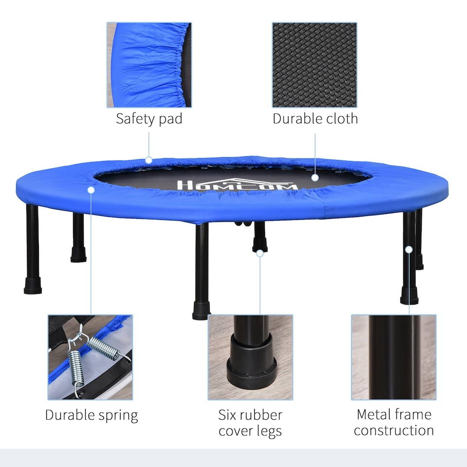 image 1 of HOMCOM 91cm Fitness Trampoline Exercise, Max Load 100 KG, Blue Black