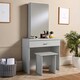image 4 of Makeup Dressing Table Set With Sliding Storage Space Vanity Mirror and Stool Black