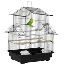 PawHut Metal Bird Cage Small w/ Perch Food Container Handle for Finch Canary