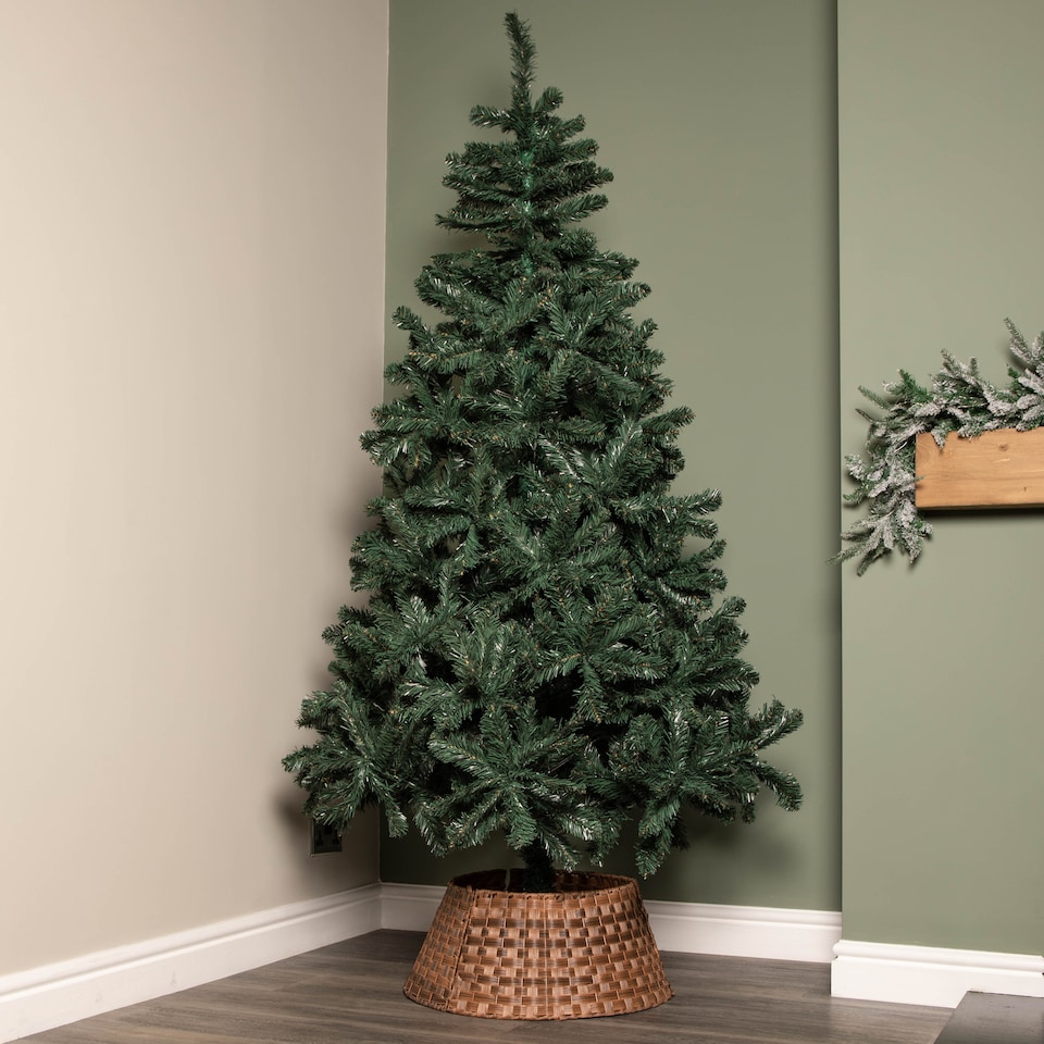 image 1 of 40/58cm Samuel Alexander Medium KD Plastic Wicker Rattan Woven Christmas Tree Skirt in Brown