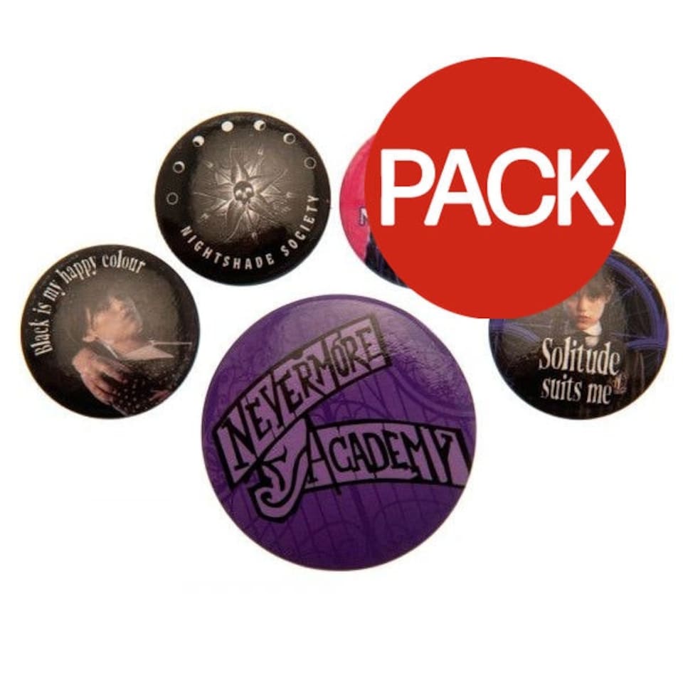 Wednesday Nevermore Badge Set (Pack of 5) - Multicoloured - One Size