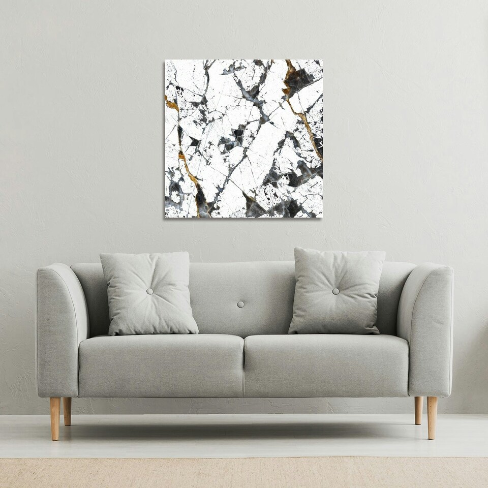 image 1 of Black & Gold Marble (Canvas Print) 46 x 46 x 4cm
